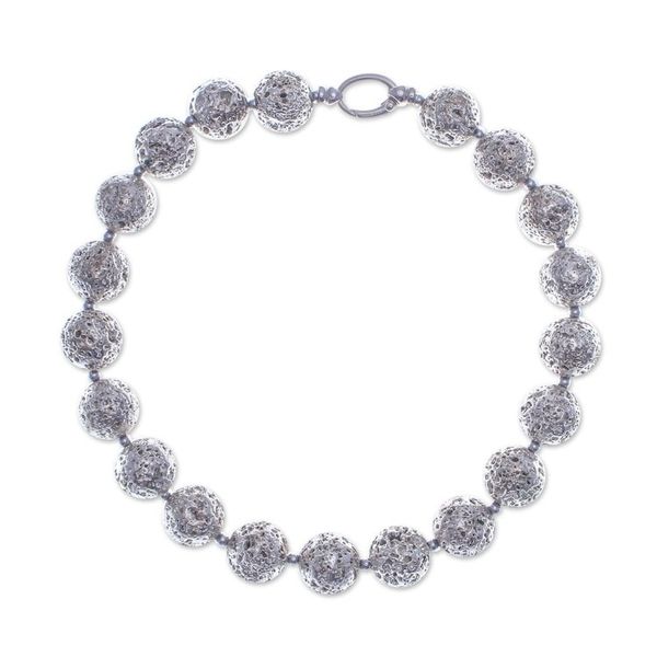 Alternate image for Silver-Toned Lava Stone and Hematite Beaded Necklace Blazing Silver