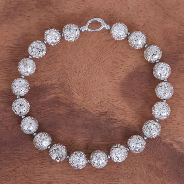 Alternate image for Silver-Toned Lava Stone and Hematite Beaded Necklace Blazing Silver