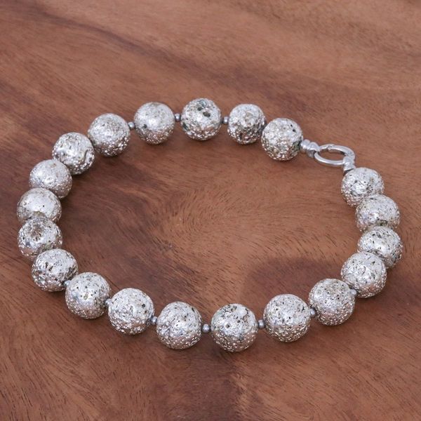 Alternate image for Silver-Toned Lava Stone and Hematite Beaded Necklace Blazing Silver
