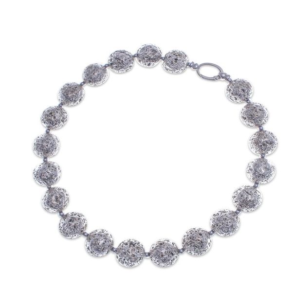 Alternate image for Silver-Toned Lava Stone and Hematite Beaded Necklace Blazing Silver