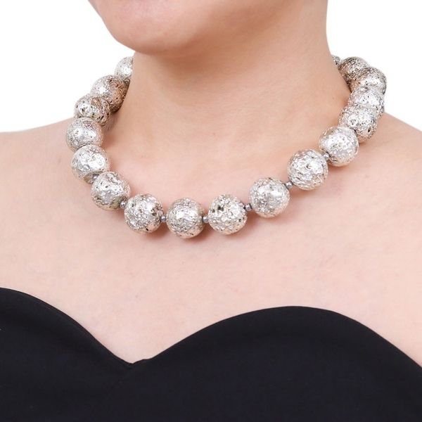 Alternate image for Silver-Toned Lava Stone and Hematite Beaded Necklace Blazing Silver
