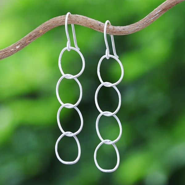 Alternate image for Abstract Sterling Silver Dangle Earrings from Thailand Abstract Unions