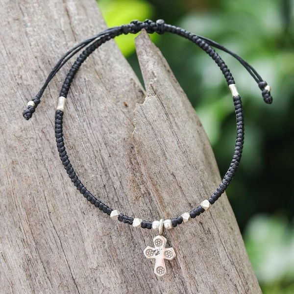 Alternate image for Handcrafted Braided Bracelet with Cross Pendant Tribal Cross