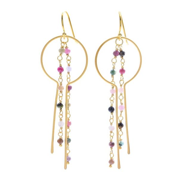 Alternate image for 24k Gold-Plated Waterfall Earrings with Tourmaline Beads Creative Emotions