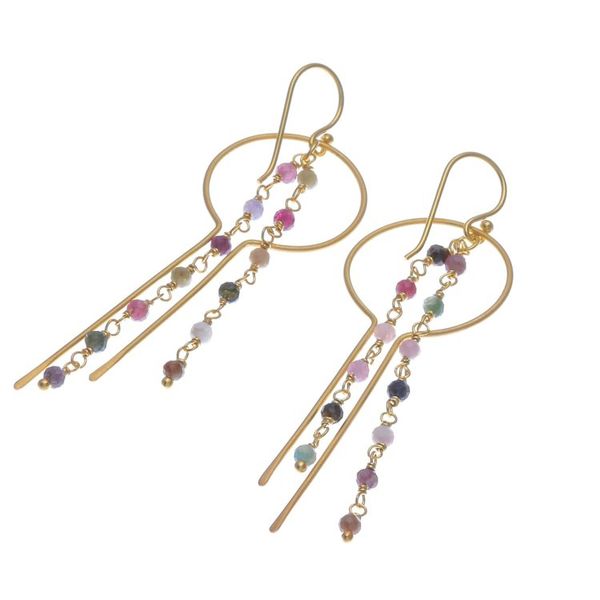 Alternate image for 24k Gold-Plated Waterfall Earrings with Tourmaline Beads Creative Emotions