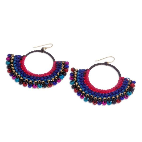 Alternate image for Blue Macrame Dangle Earrings with Colorful Magnesite Beads Oneiric Nimbus