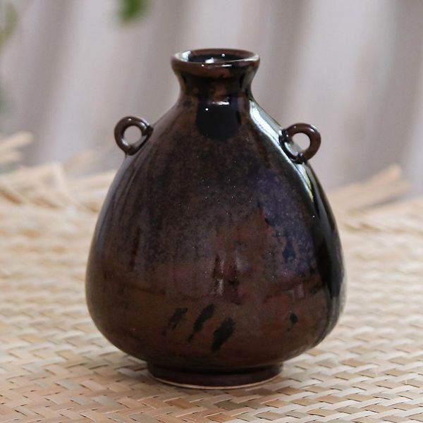 Alternate image for Handcrafted Ceramic Bud Vase from Thailand Chiang Mai Rustic