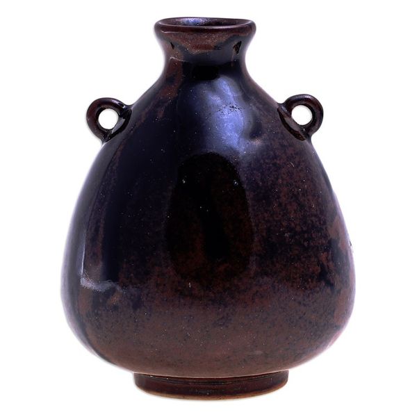 Alternate image for Handcrafted Ceramic Bud Vase from Thailand Chiang Mai Rustic