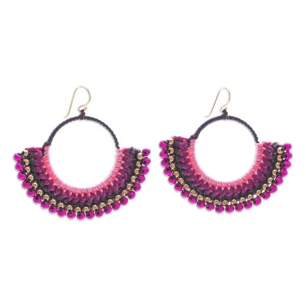 Alternate image for Purple and Pink Macrame Dangle Earrings with Magnesite Beads Magical Nimbus