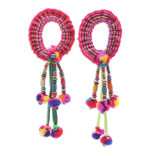 Alternate image for Artisan Crafted Cotton-Blend Hair Scrunchies Pair Hmong Spirit in Green