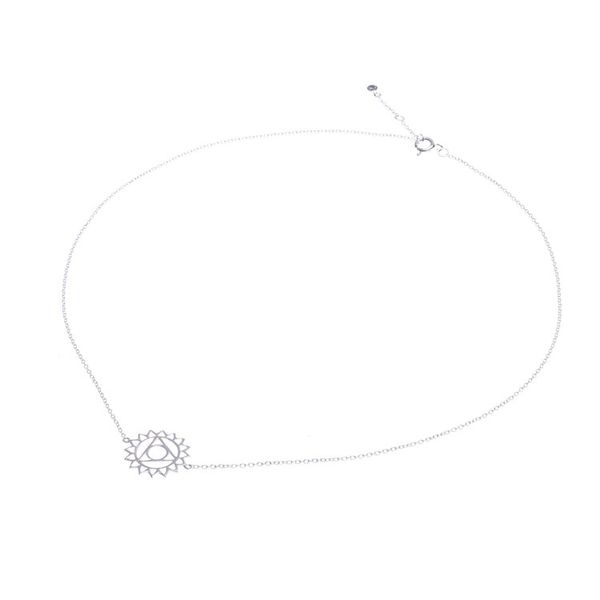 Alternate image for Sterling Silver Pendant Necklace with Blue Cubic Zirconia Blue Throat Chakra
