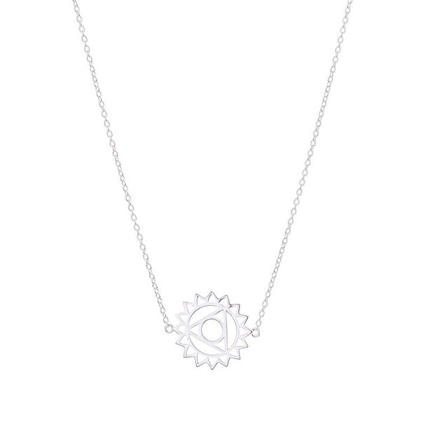 Alternate image for Sterling Silver Pendant Necklace with Blue Cubic Zirconia Blue Throat Chakra