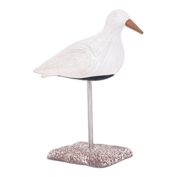 Alternate image for Ceramic Bird Sculpture with Mango Wood Accents from Thailand Little Flight