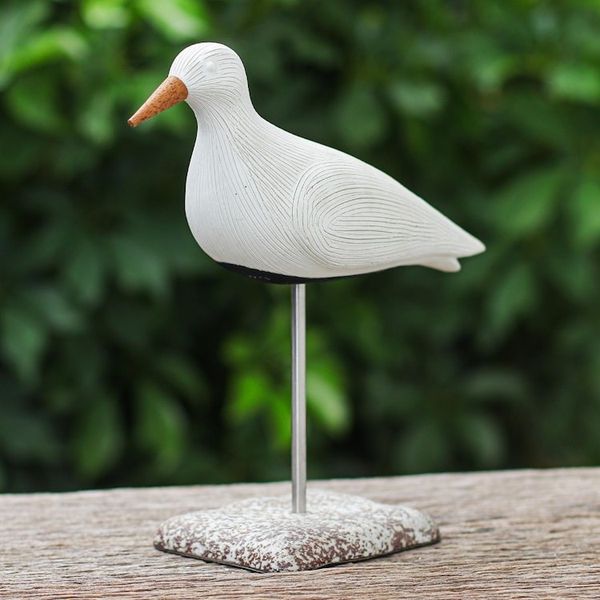 Alternate image for Ceramic Bird Sculpture with Mango Wood Accents from Thailand Little Flight