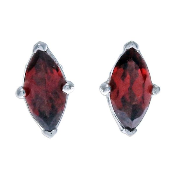 Alternate image for Polished Button Earrings with Marquise-Shaped Garnet Gems The Perseverant Marchioness
