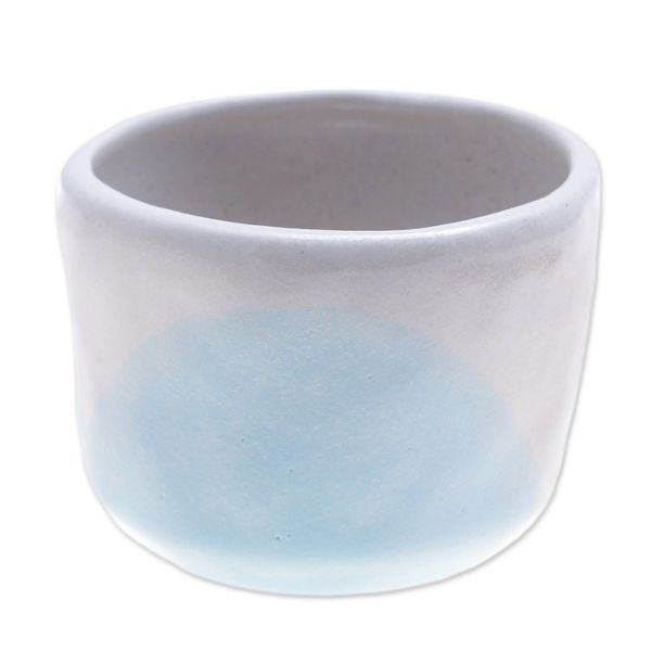 Alternate image for Handcrafted Ceramic Flower Pot with White and Blue Tones Dazzling Bud