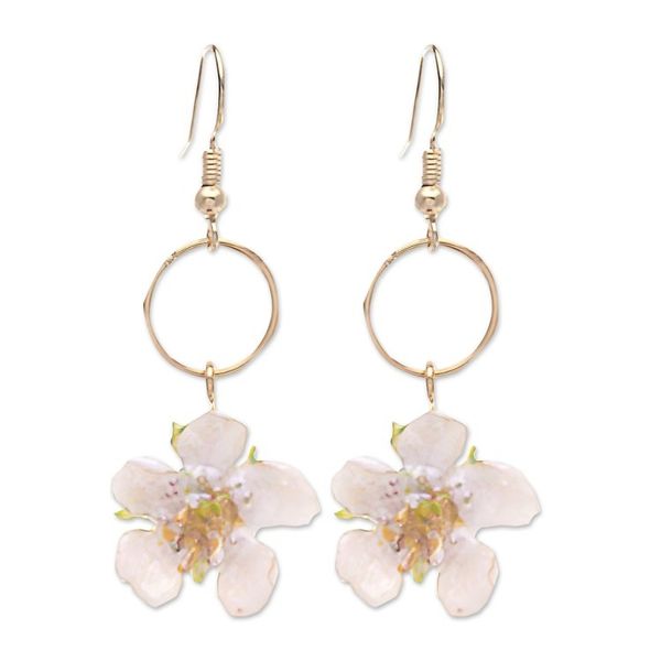 Alternate image for 22k Gold-Plated Natural Calabura Flower Dangle Earrings Heavenly Celebration