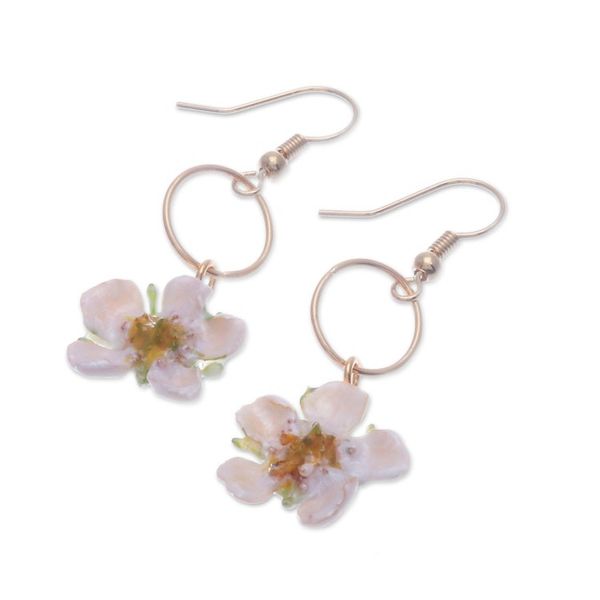 Alternate image for 22k Gold-Plated Natural Calabura Flower Dangle Earrings Heavenly Celebration