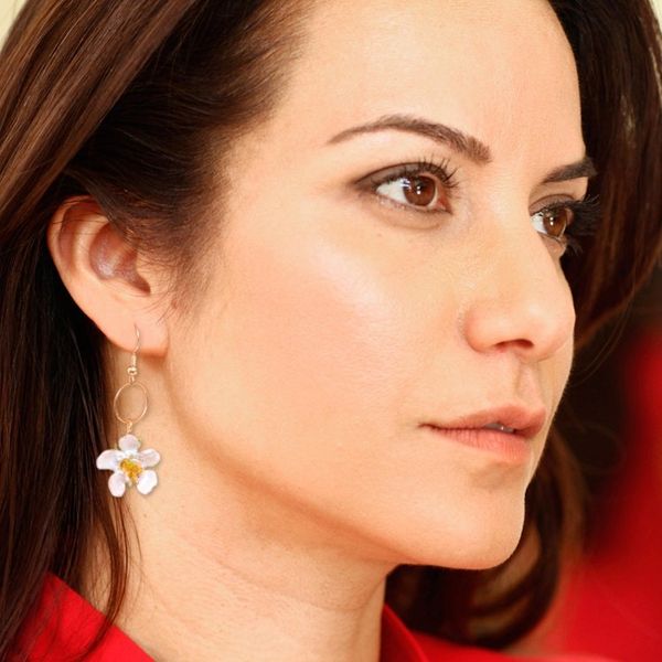 Alternate image for 22k Gold-Plated Natural Calabura Flower Dangle Earrings Heavenly Celebration