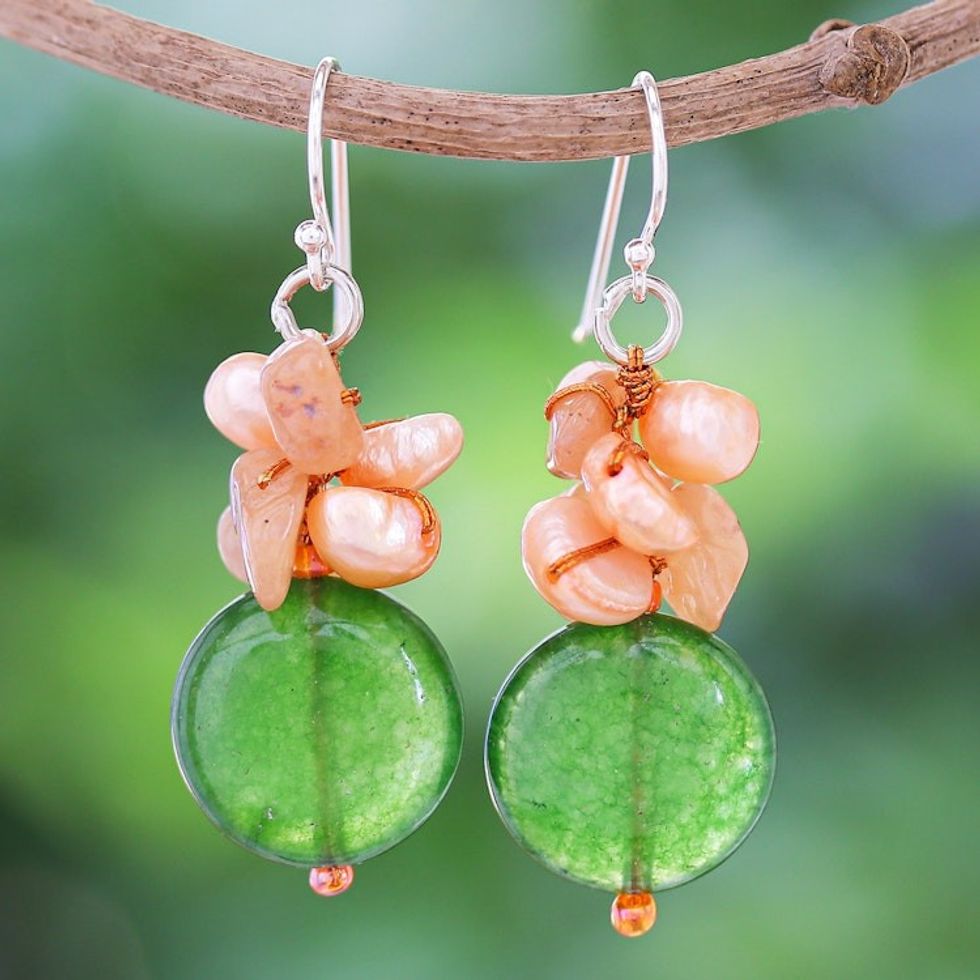 Handcrafted Multi-Gemstone Orange Dangle Earrings 'Orange Paradise'