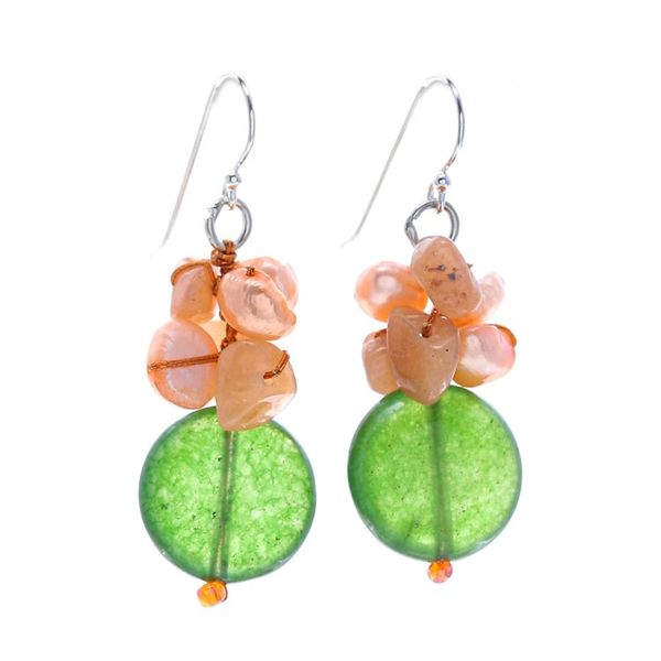 Alternate image for Handcrafted Multi-Gemstone Orange Dangle Earrings Orange Paradise