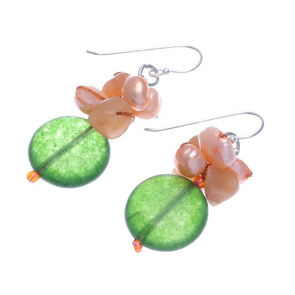 Alternate image for Handcrafted Multi-Gemstone Orange Dangle Earrings Orange Paradise