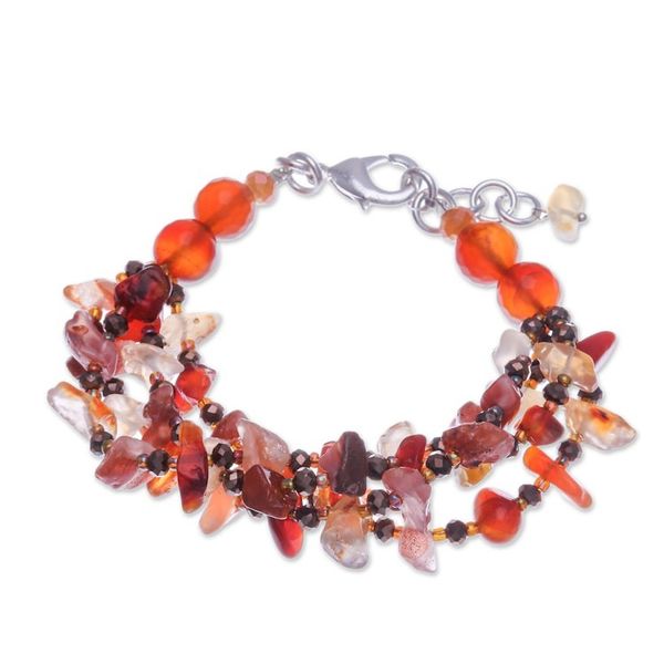 Alternate image for Orange-Toned Carnelian and Chalcedony Beaded Strand Bracelet Courageous Jewels