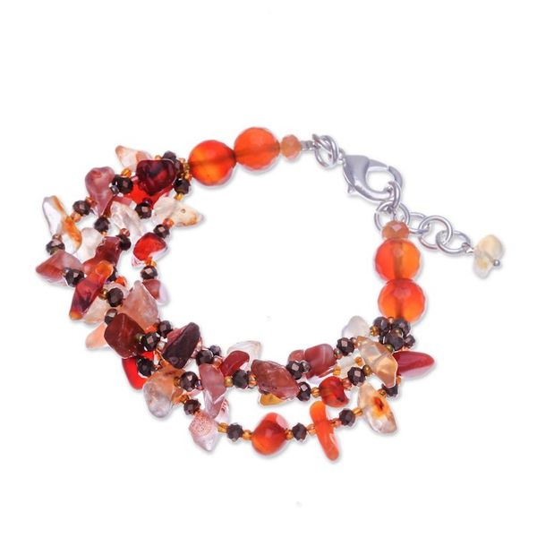Alternate image for Orange-Toned Carnelian and Chalcedony Beaded Strand Bracelet Courageous Jewels