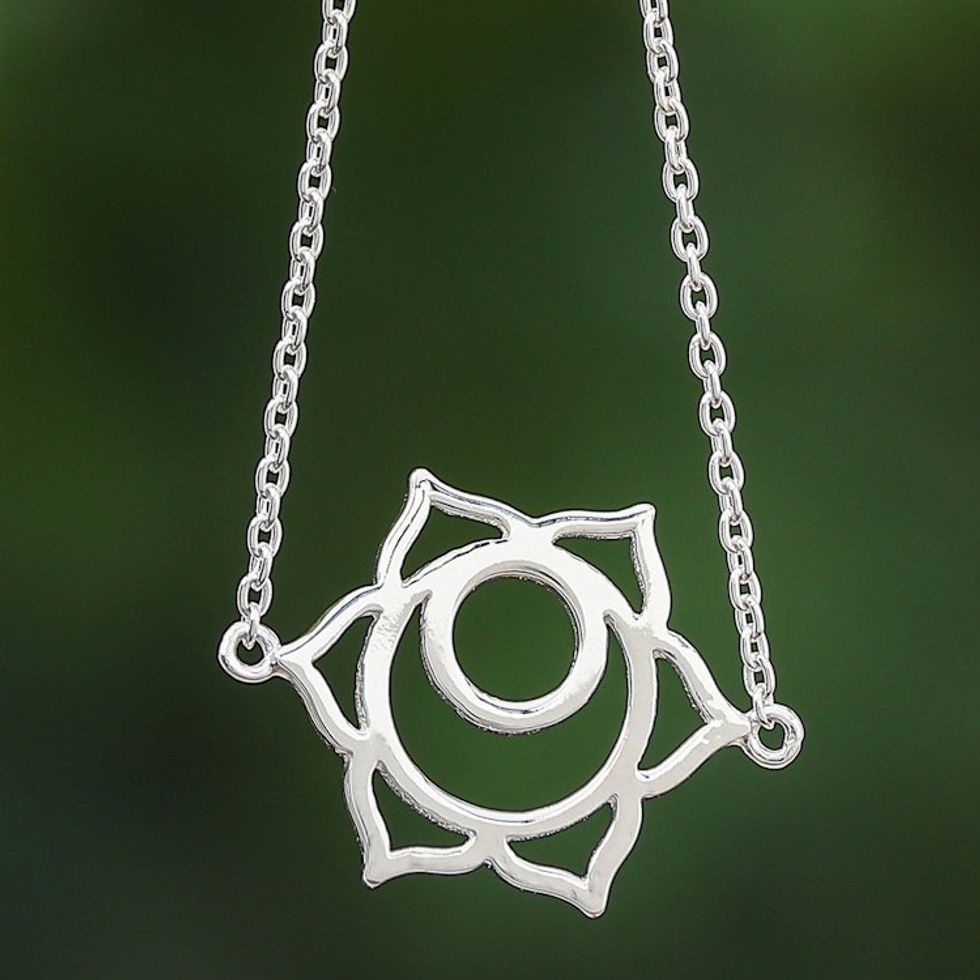 Handcrafted Cubic Zirconia Pendant Necklace 'Chakra Spin in Sacral'