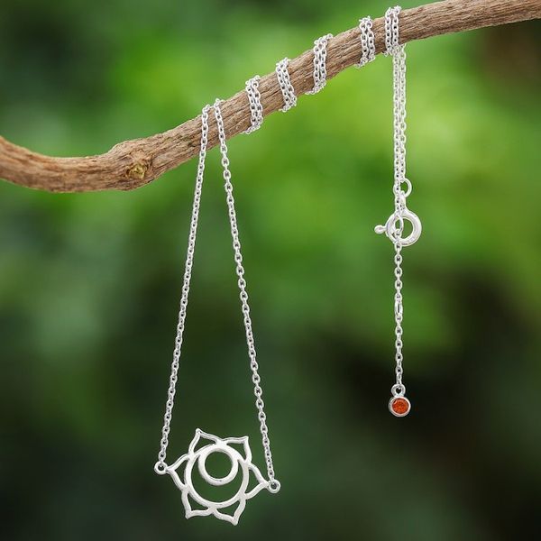 Alternate image for Handcrafted Cubic Zirconia Pendant Necklace Chakra Spin in Sacral