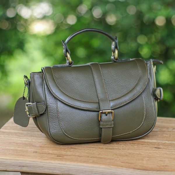 Alternate image for 100 Olive Leather Shoulder Bag with Detachable Strap Olive Queen