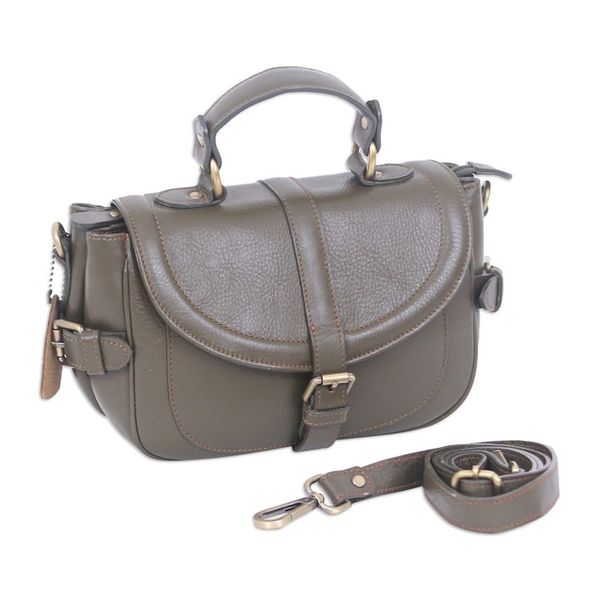 Alternate image for 100 Olive Leather Shoulder Bag with Detachable Strap Olive Queen