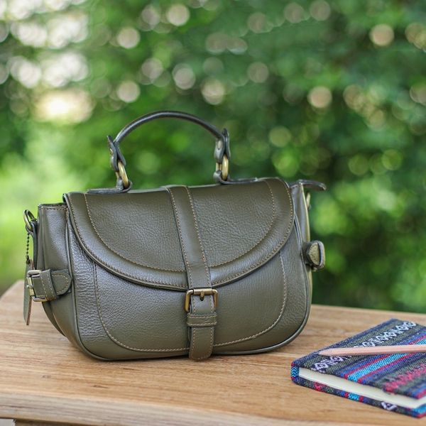 Alternate image for 100 Olive Leather Shoulder Bag with Detachable Strap Olive Queen