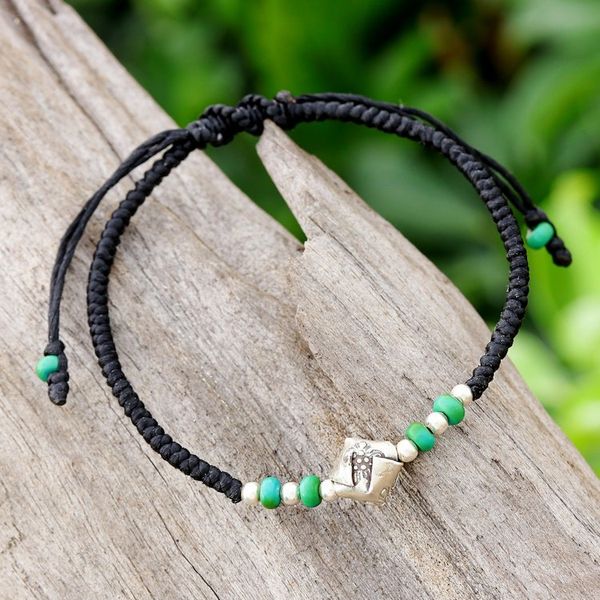 Alternate image for Thai Fine Silver Reconstituted Turquoise Pendant Bracelet Natural Flower
