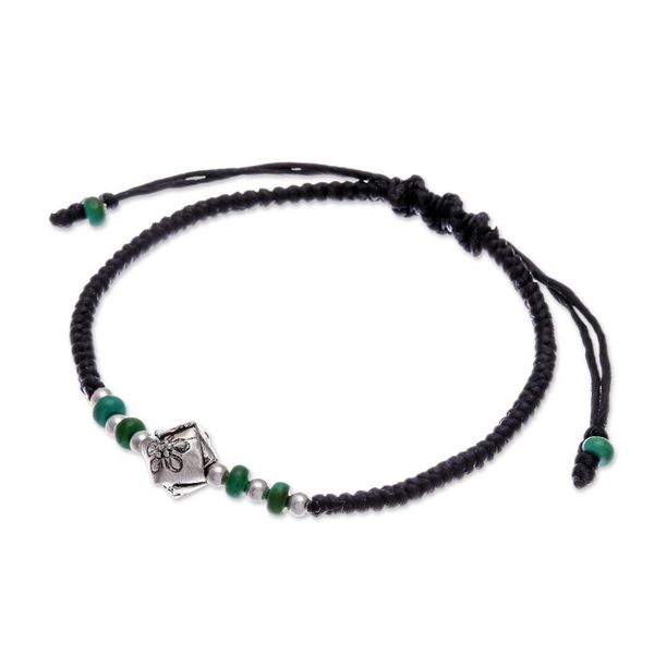 Alternate image for Thai Fine Silver Reconstituted Turquoise Pendant Bracelet Natural Flower