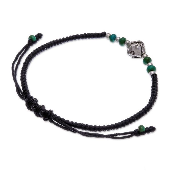 Alternate image for Thai Fine Silver Reconstituted Turquoise Pendant Bracelet Natural Flower