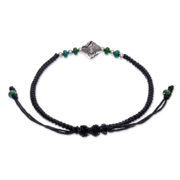 Alternate image for Thai Fine Silver Reconstituted Turquoise Pendant Bracelet Natural Flower