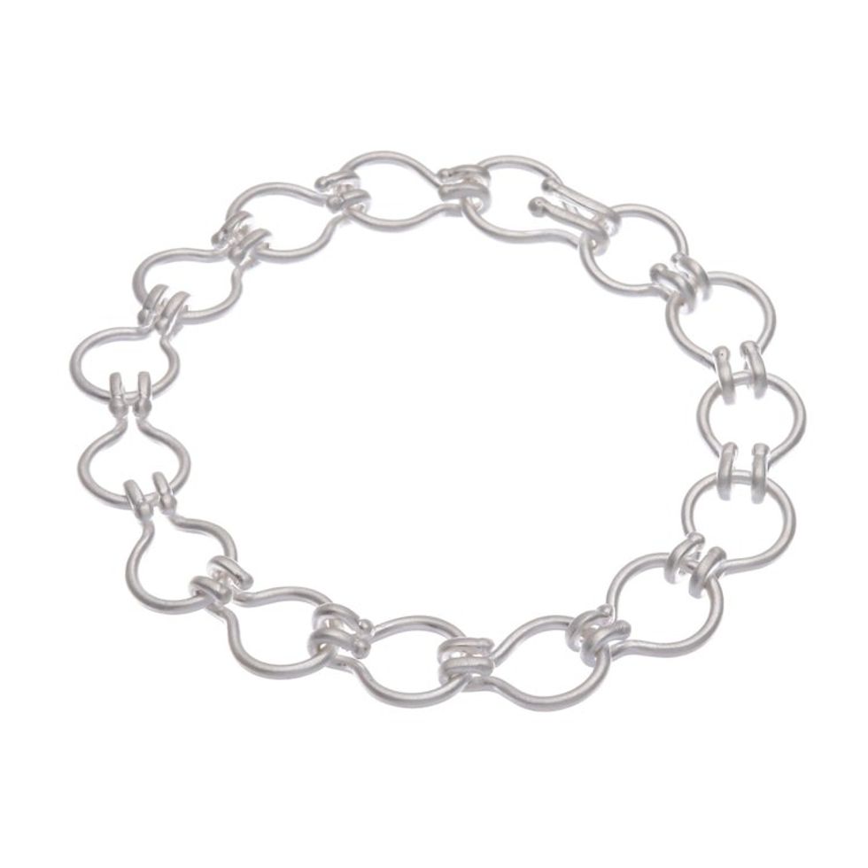 Matte Finished Sterling Silver Link Bracelet from Thailand 'United Future'