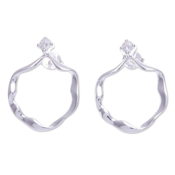 Alternate image for Hand Made Thai Cubic Zirconia Drop Earrings Outside the Circle
