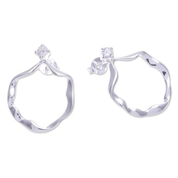 Alternate image for Hand Made Thai Cubic Zirconia Drop Earrings Outside the Circle