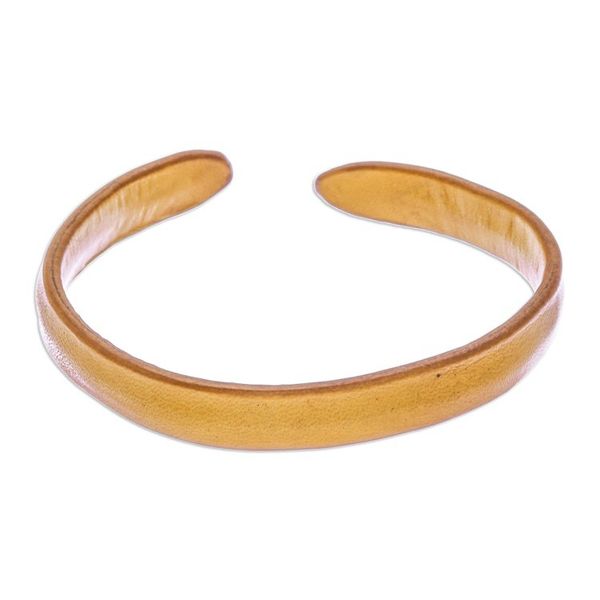 Alternate image for Handcrafted Modern Leather Cuff Bracelet in Yellow Simply Joyous