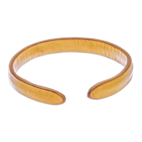 Alternate image for Handcrafted Modern Leather Cuff Bracelet in Yellow Simply Joyous