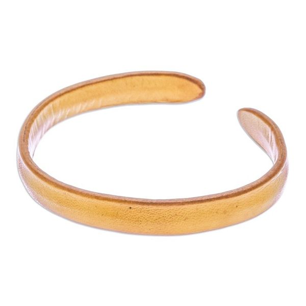 Alternate image for Handcrafted Modern Leather Cuff Bracelet in Yellow Simply Joyous