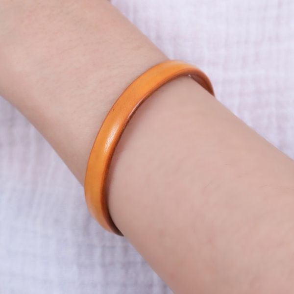 Alternate image for Handcrafted Modern Leather Cuff Bracelet in Yellow Simply Joyous
