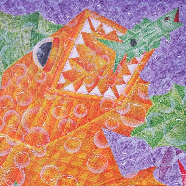 Alternate image for Signed Original Acrylic Painting from Thailand Big Fish Eat Little Fish I