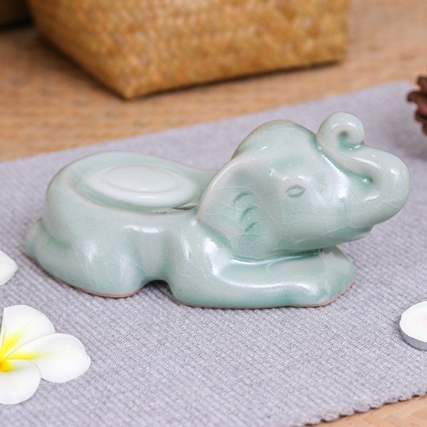 Alternate image for Handcrafted Celadon Ceramic Elephant Soap Dish in Green Elephant Clean