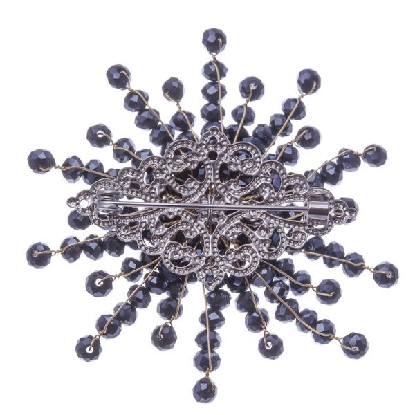 Alternate image for Star-Shaped Black Chalcedony and Glass Beaded Brooch The Dark Starlight