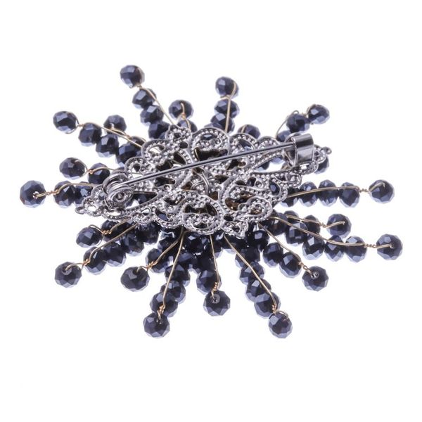 Alternate image for Star-Shaped Black Chalcedony and Glass Beaded Brooch The Dark Starlight