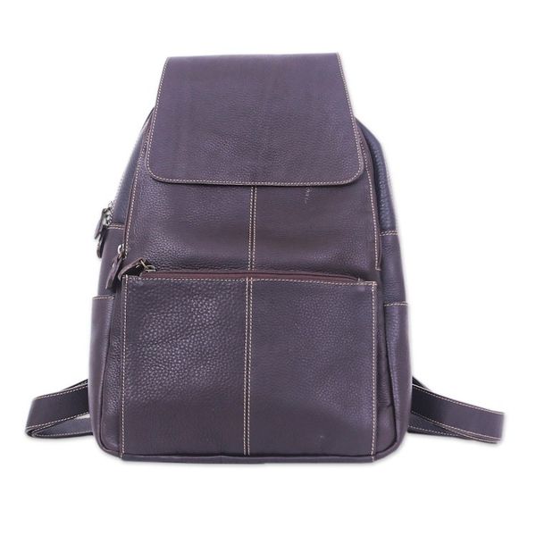Alternate image for Handcrafted Travel-Friendly Chocolate Leather Backpack Adventurer Days in Chocolate