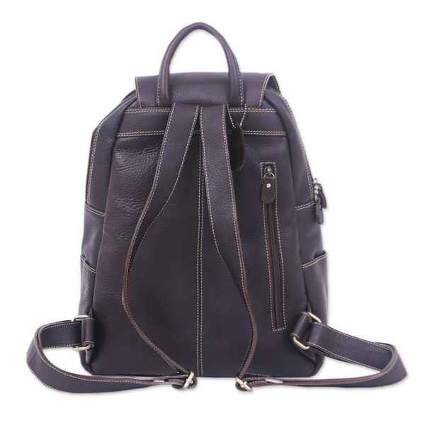 Alternate image for Handcrafted Travel-Friendly Chocolate Leather Backpack Adventurer Days in Chocolate